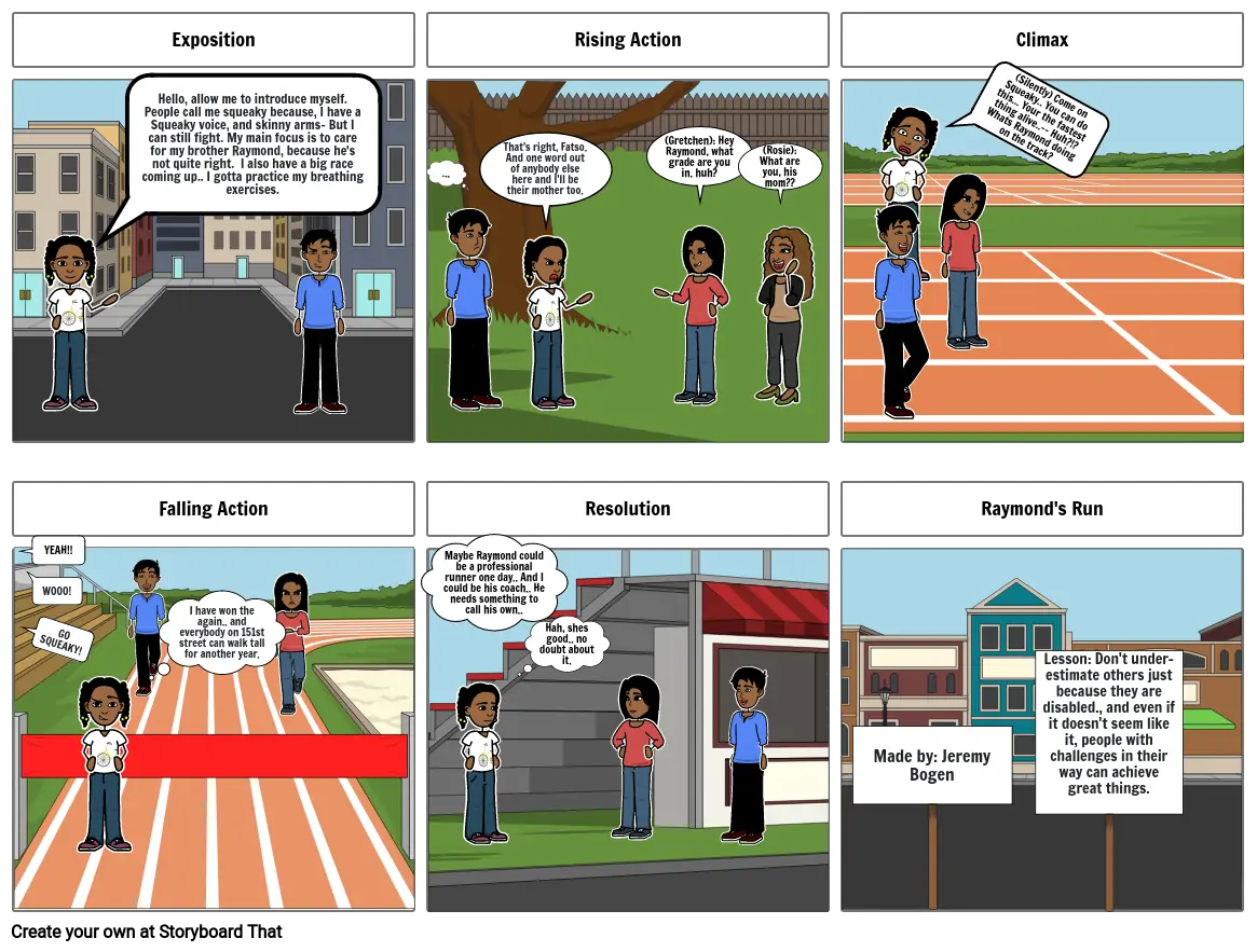 Raymond&#39;s Run Storyboard Project.