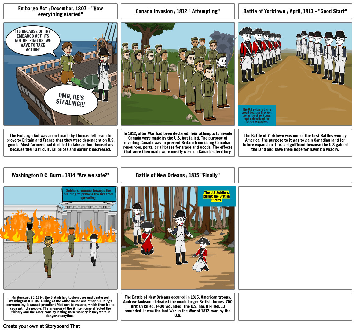 War Of 1812 Storyboard by 5ac838dd