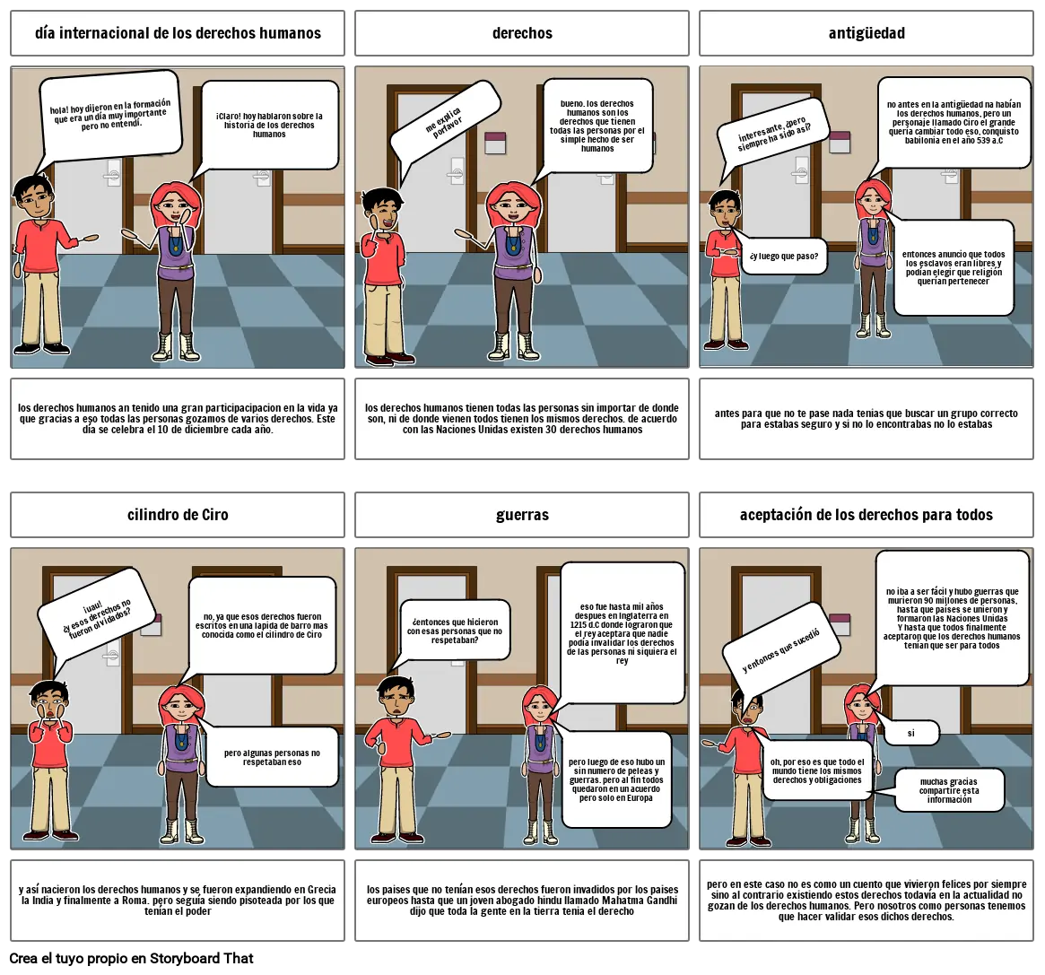 storyboard de los derechos humanos