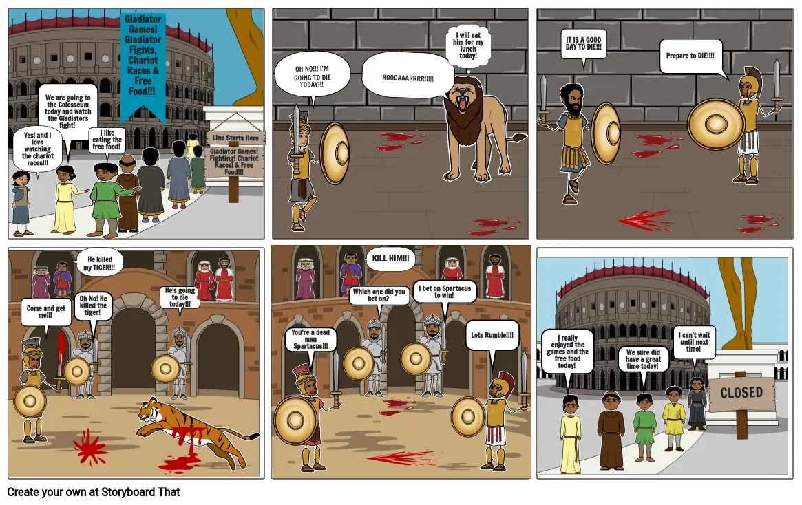 Gladiators, battles and Colosseum