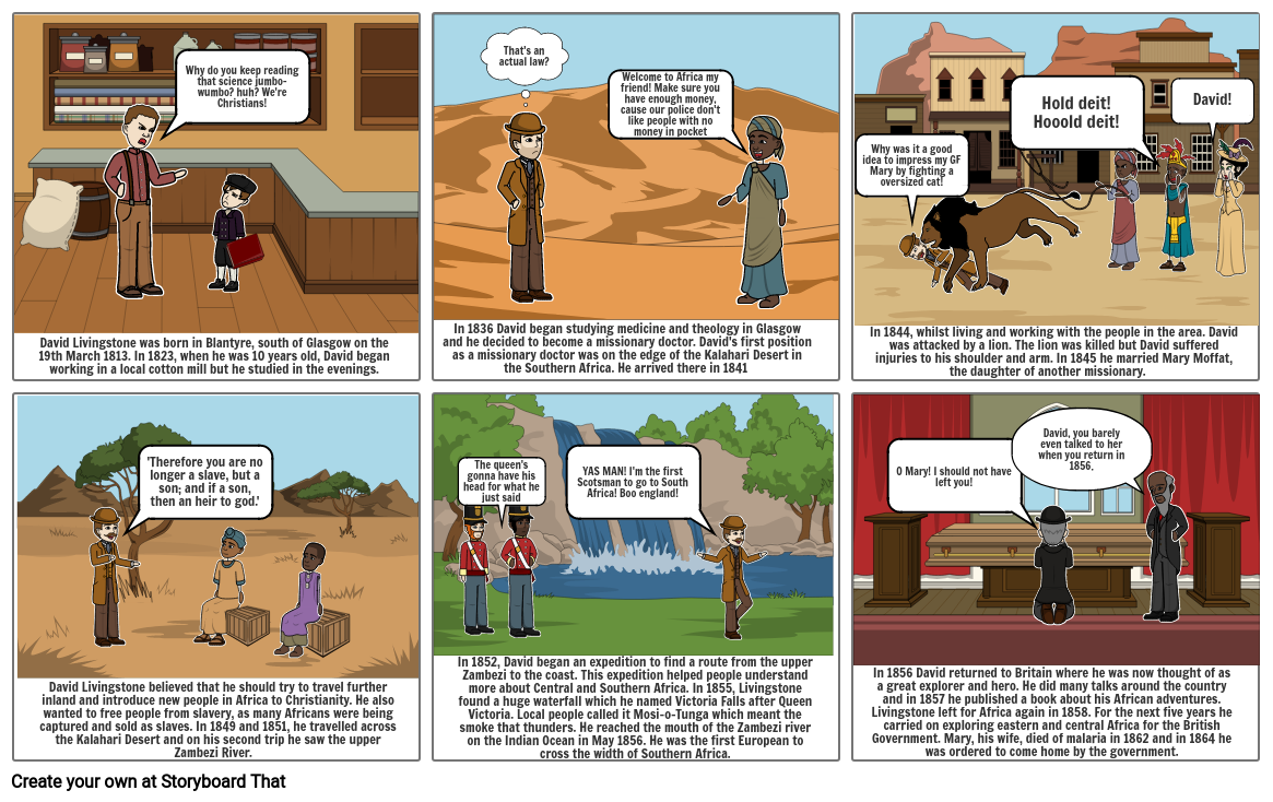 The life of David Livingstone Storyboard par 5cbddedf