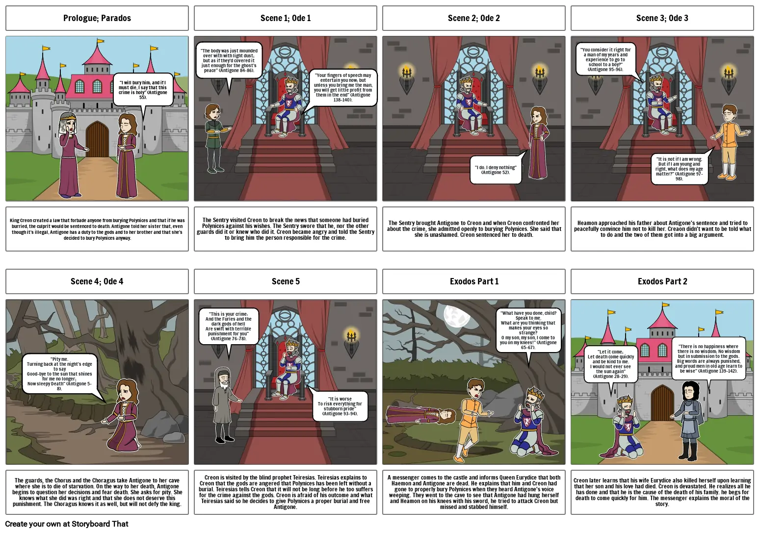 Antigone Comic Strip Project Storyboard by 5e0537e4