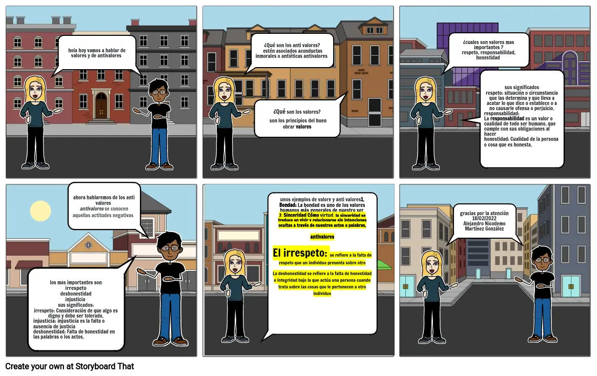 Valores Y Antivalores Storyboard By 5ec27b35