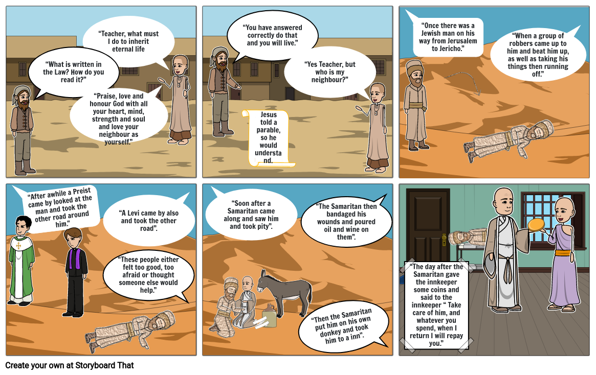 The Parable Of The Good Samaritan Storyboard by 5ecf5cb3