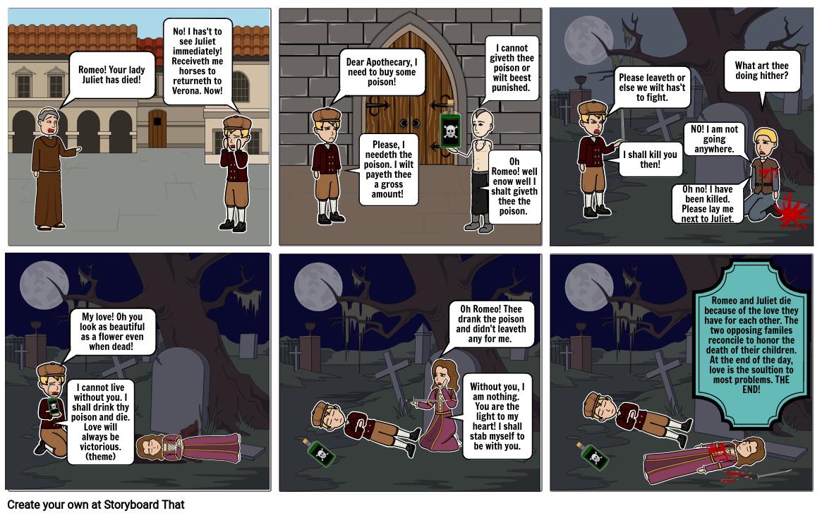 Romeo and Juliet Comic Strip Storyboard by 5f0dd594