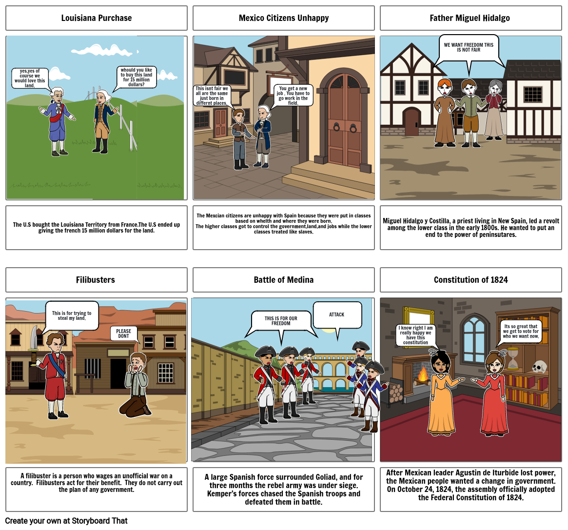 Mexcio gains independence Storyboard par 5f7a0ba6