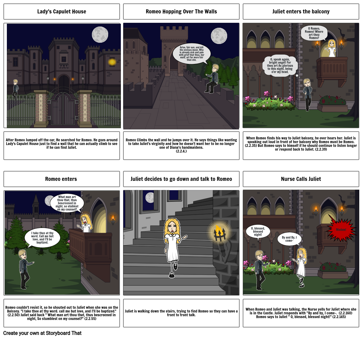 Act 2 Scene 2 The Balcony Storyboard by 610042634