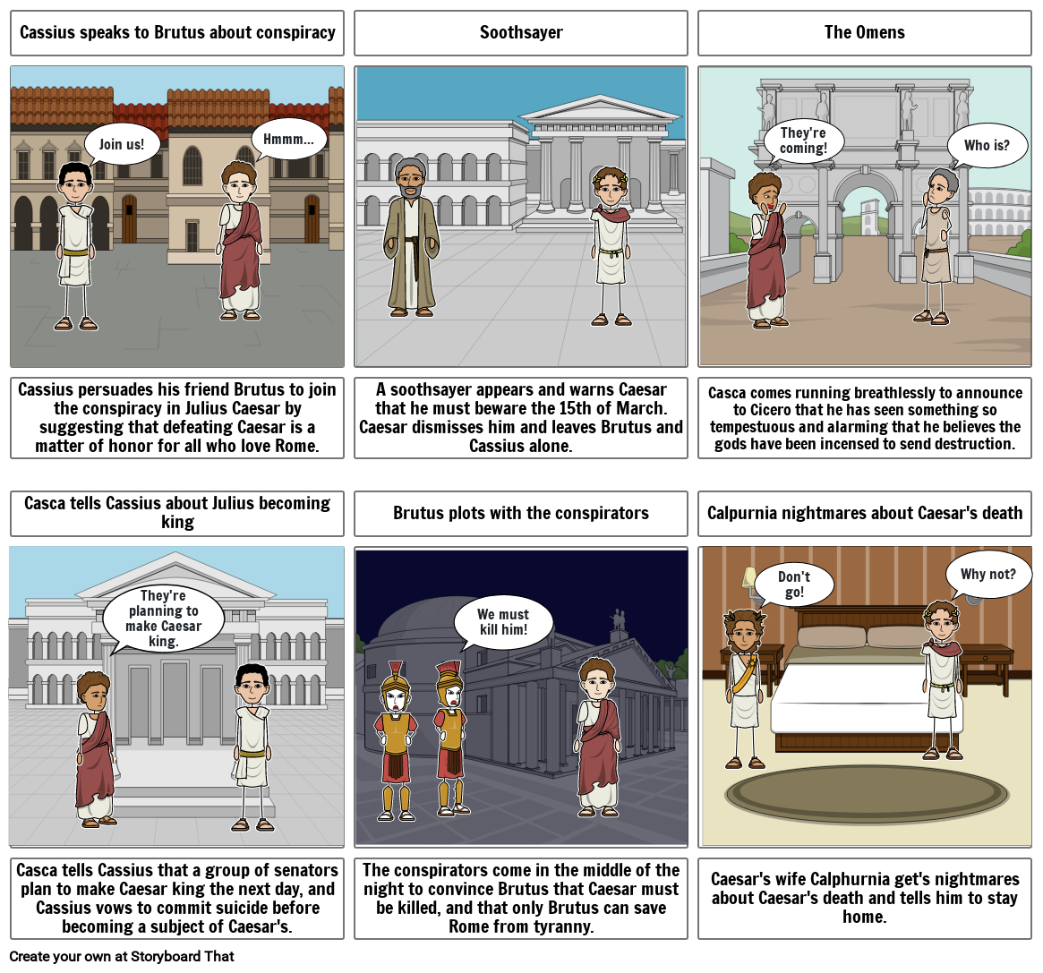 Julius Caesar Rising Action Storyboard by 620feb35