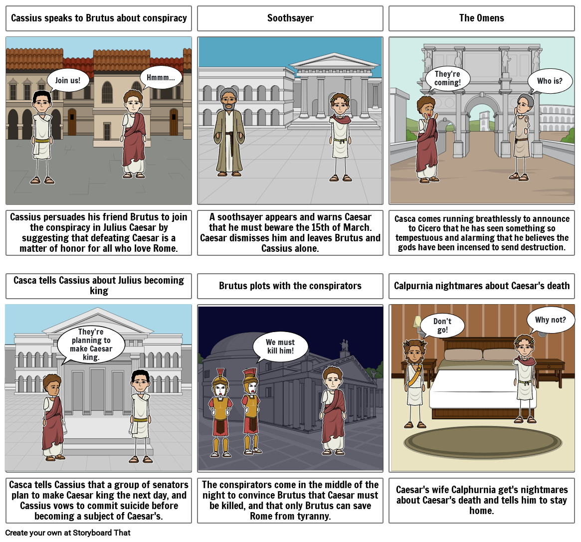 Julius Caesar Rising Action Storyboard By Feb