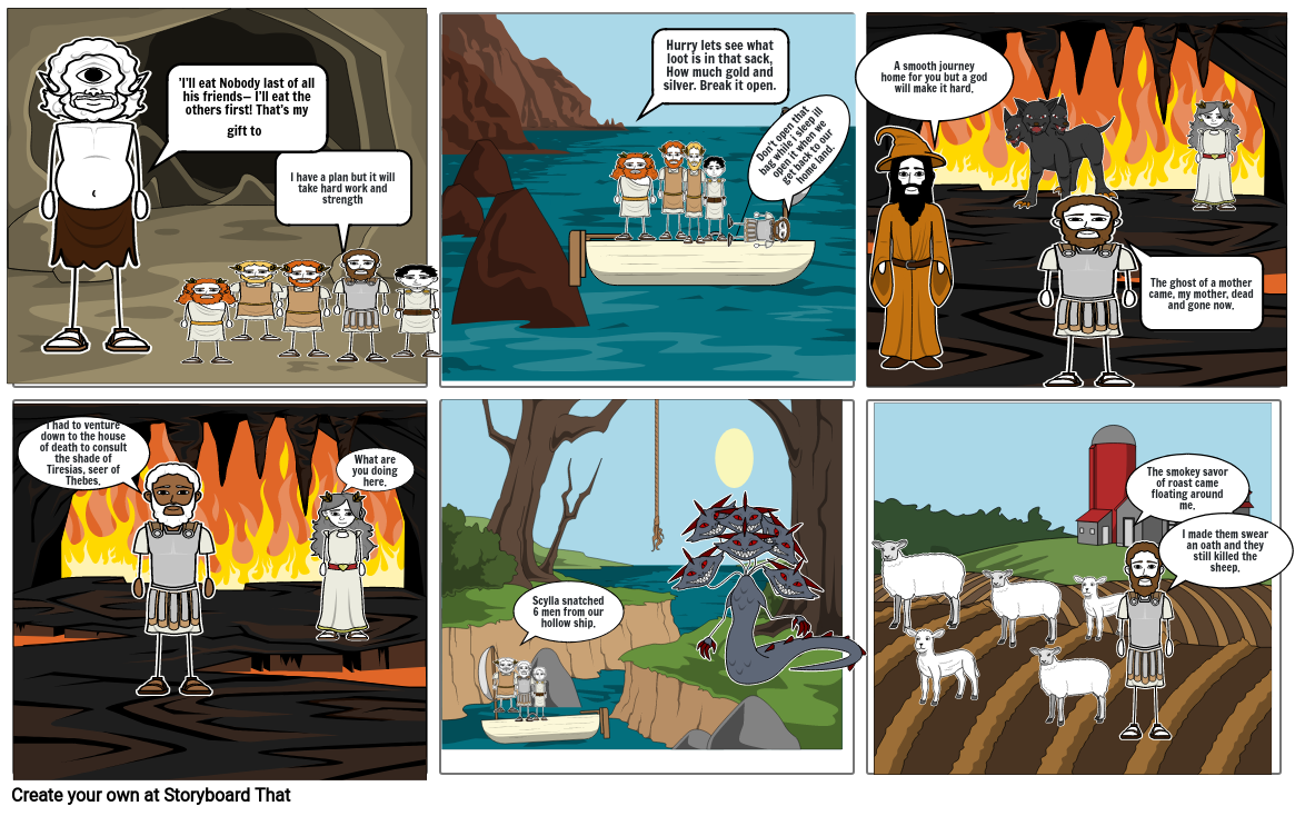 Odysseus's encounters Storyboard by 6214198362