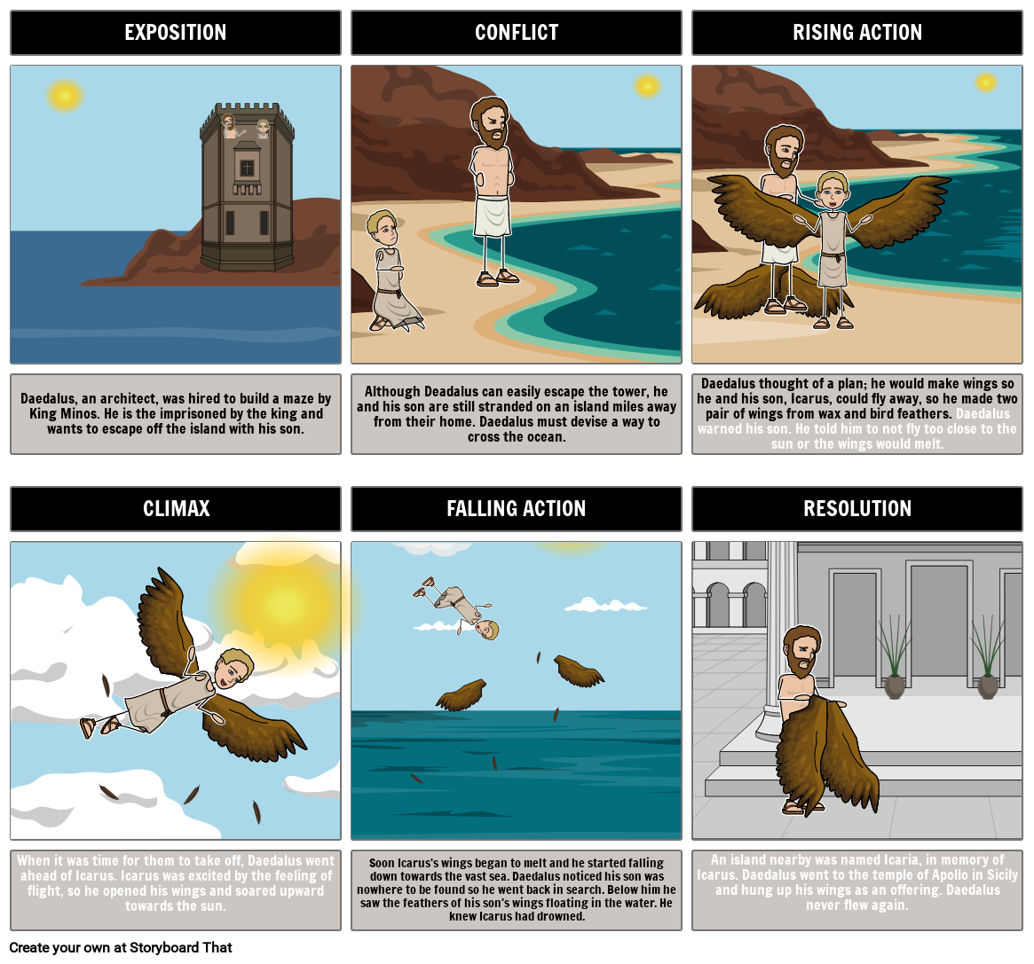 Daedalus and Icarus Storyboard by 6388e288