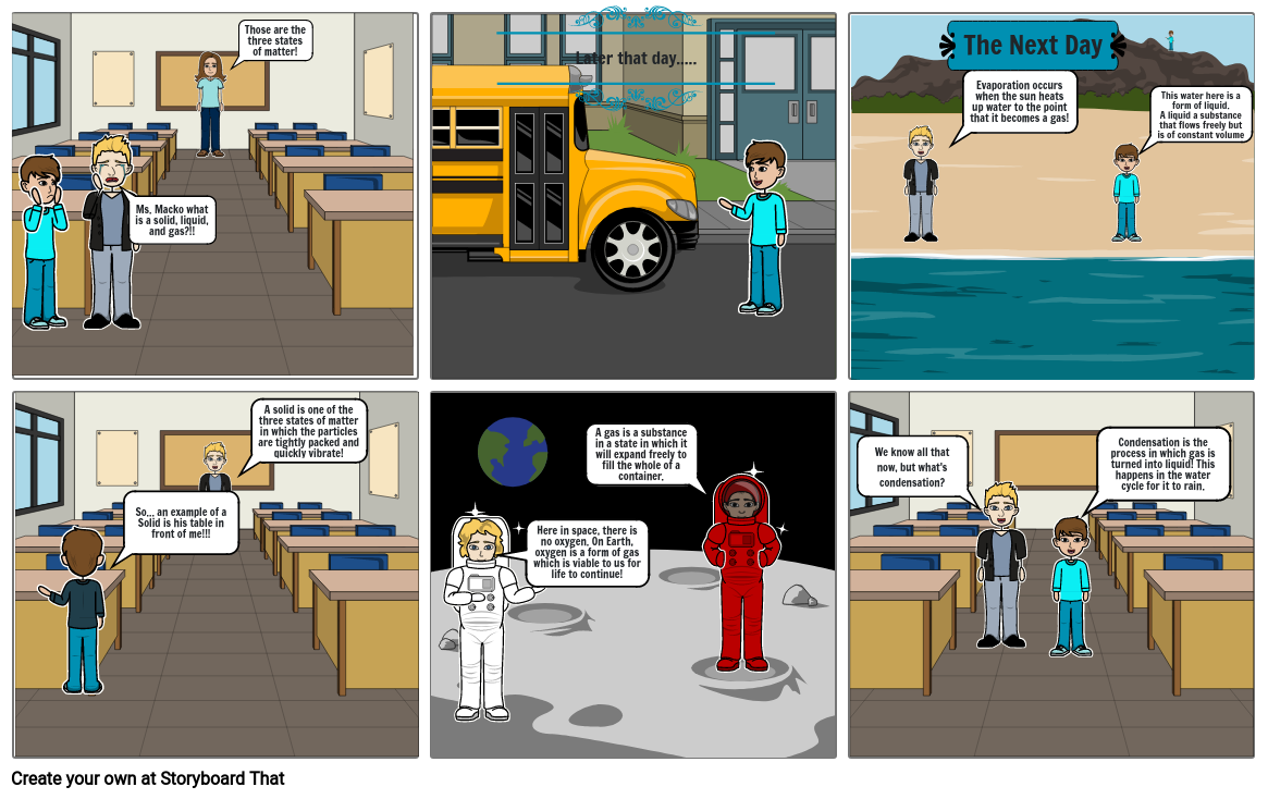 Austin and Eric states of matter comic strip Storyboard