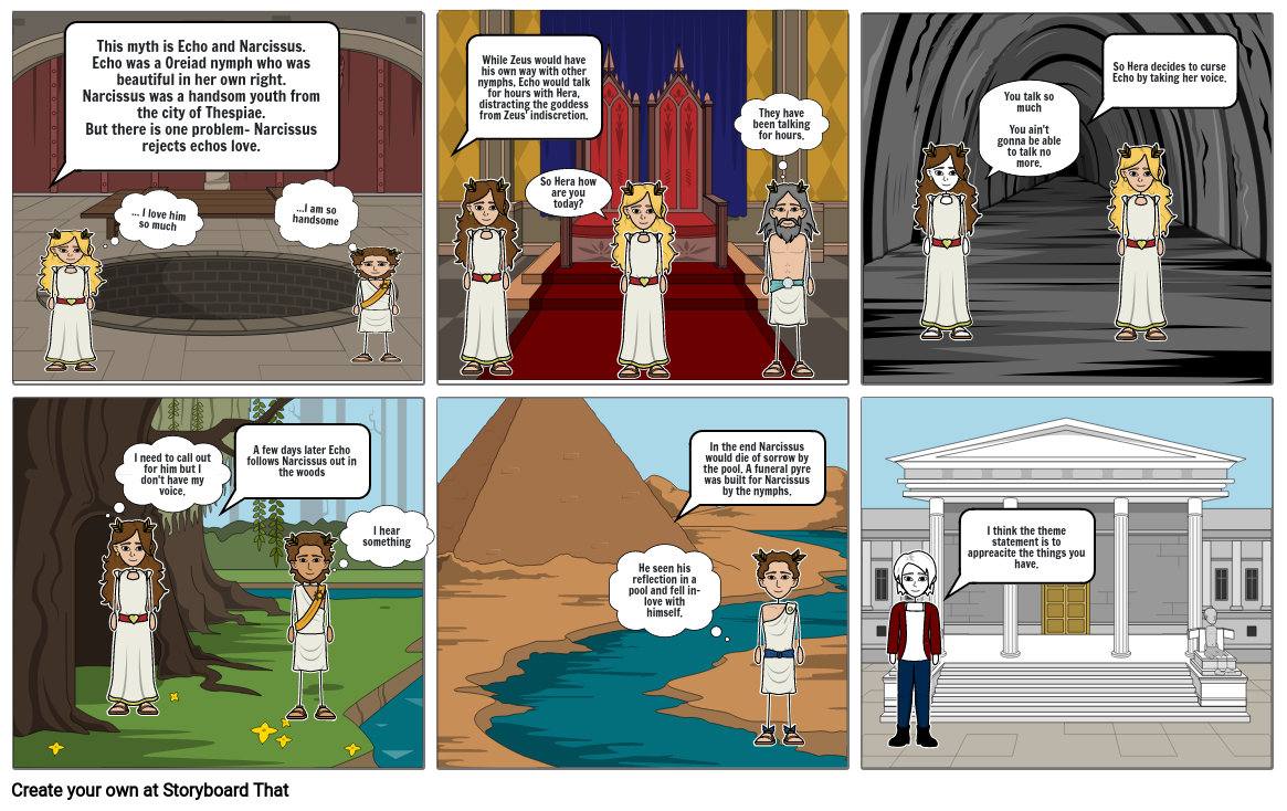 Echo And Narcissus In Greek Mythology Storyboard