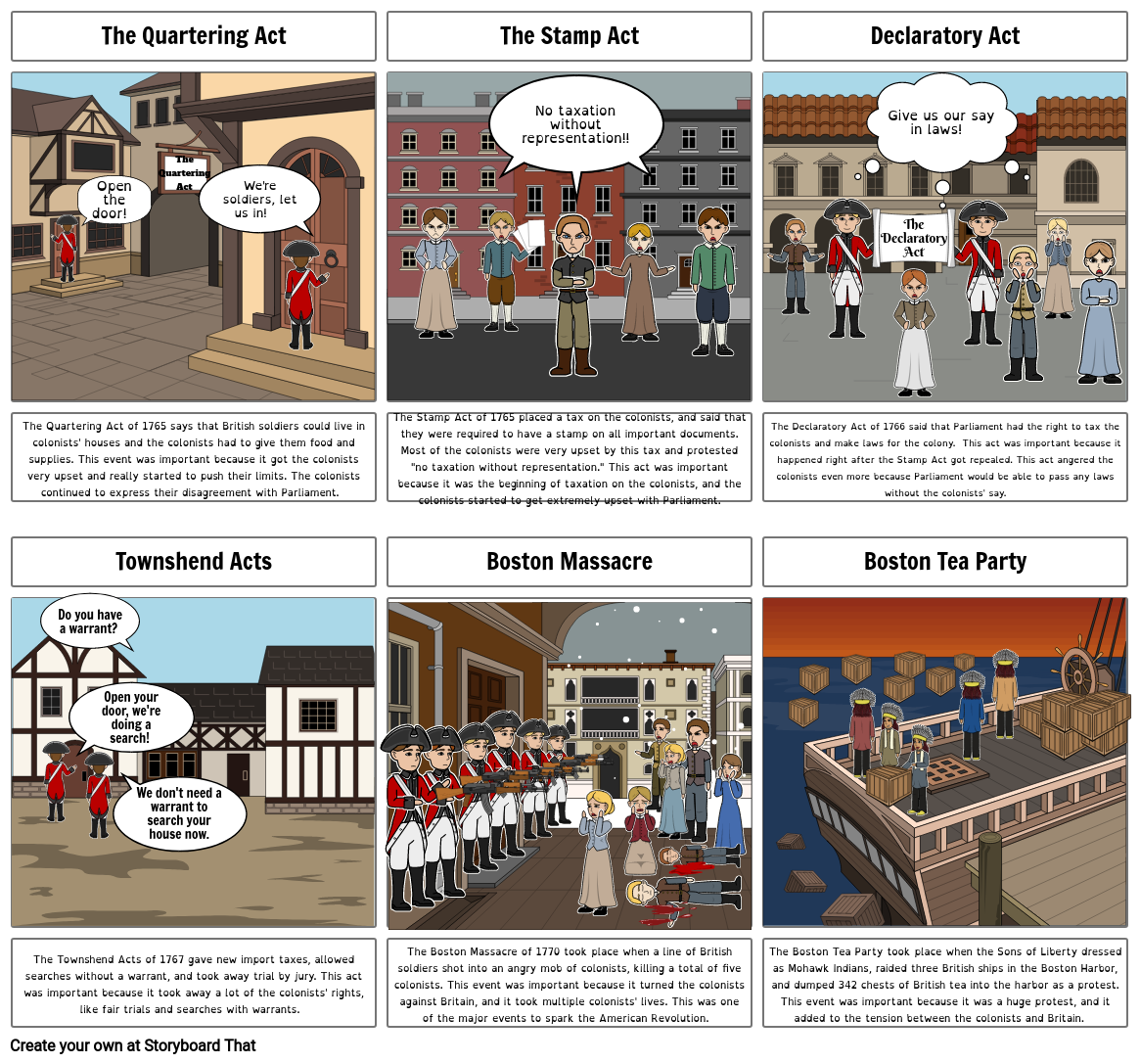 Causes Of The Revolution Storyboard Storyboard