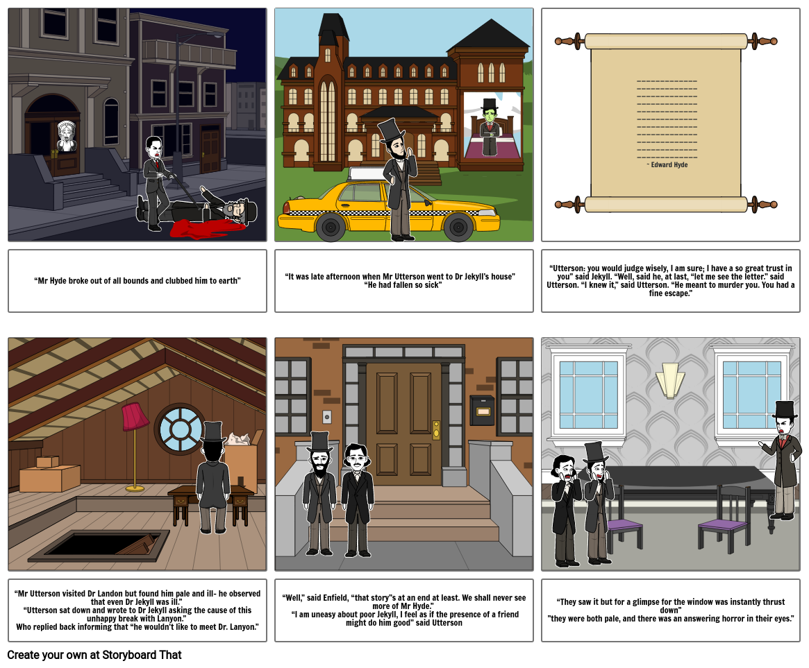 The strange case of Dr Jekyll and Mr Hyde storyboard