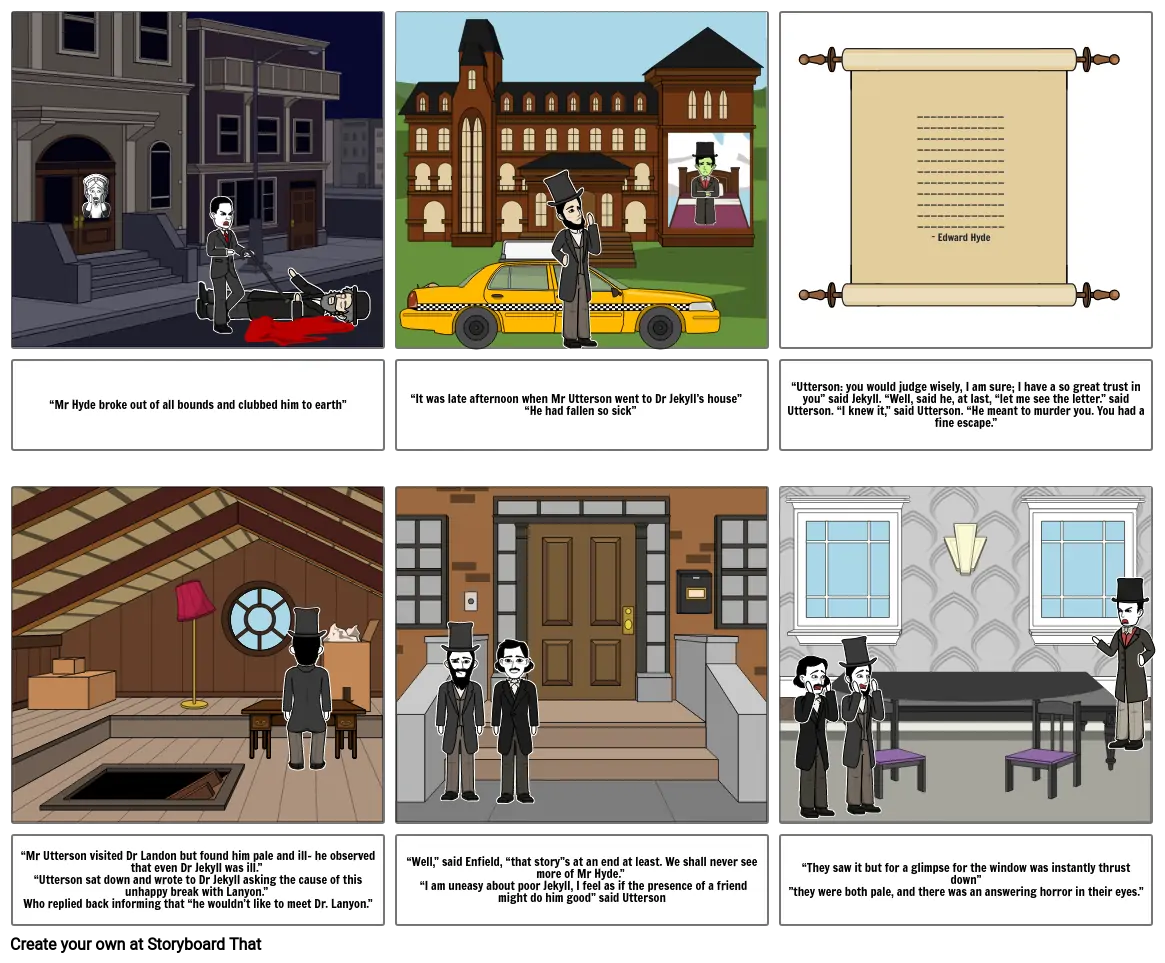 The strange case of Dr Jekyll and Mr Hyde storyboard