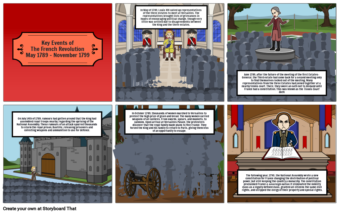 Key Events Of The French Revolution Pt 1 Storyboard