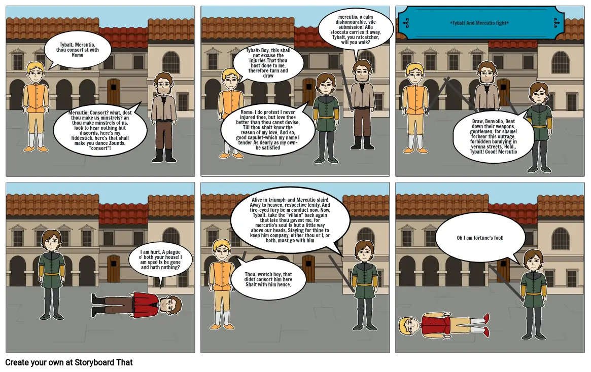 Romeo And Juliet Comic Strip Storyboard By 69d28075 