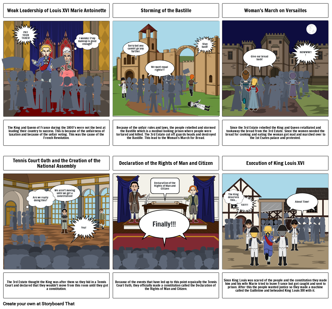 French Revolution Timeline Storyboard by 6a36e021