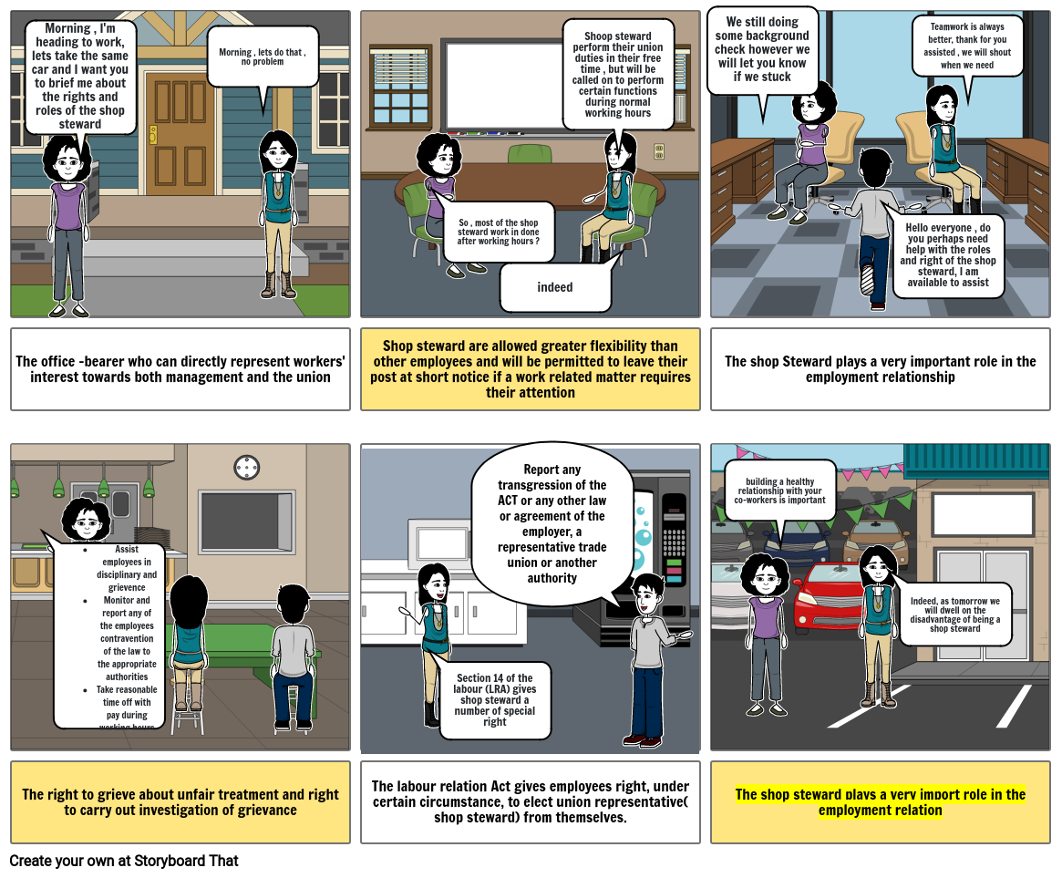 Explain the right of the shop steward