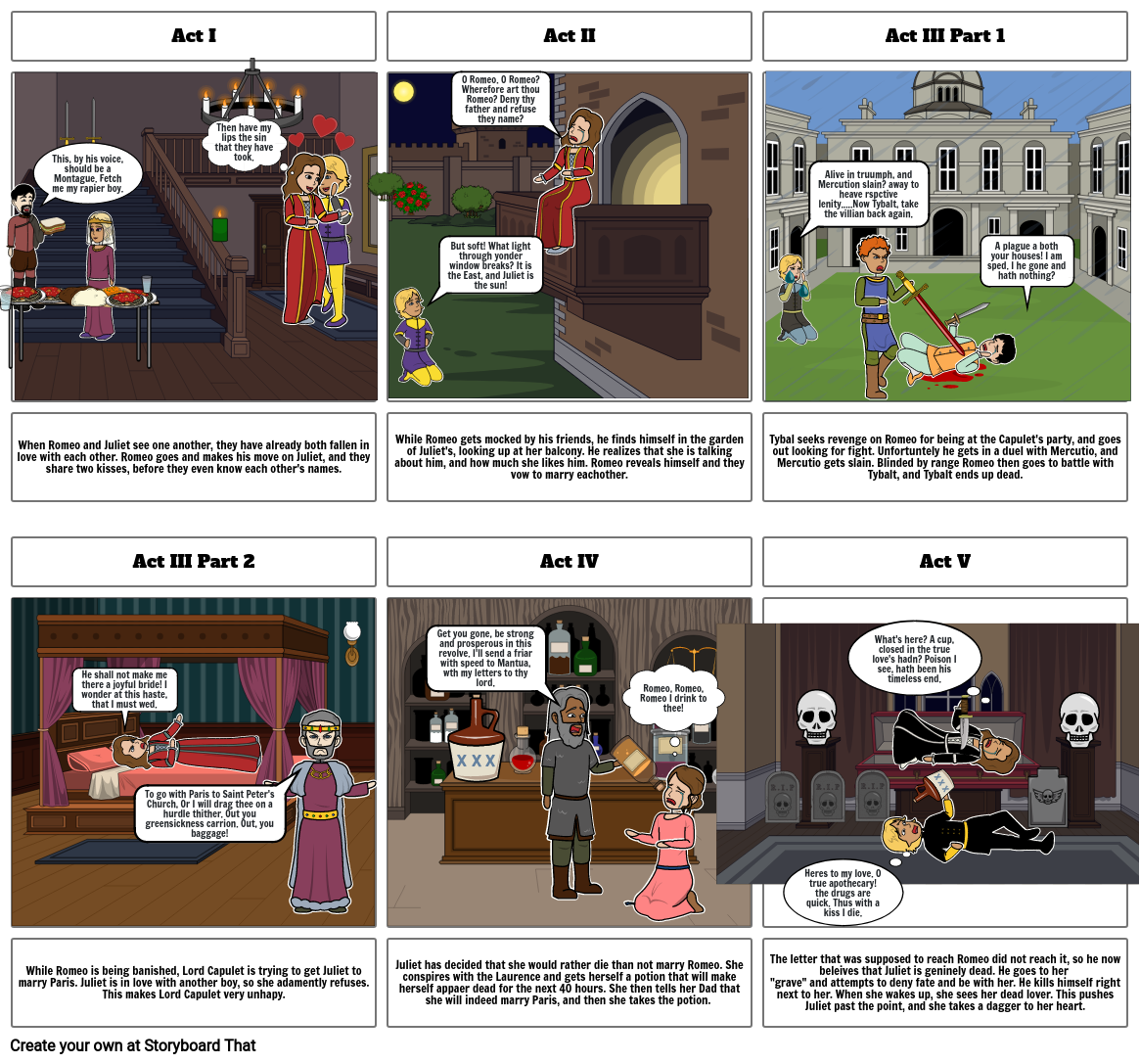 Romeo and Juliet Storyboard Storyboard by 6da45b35