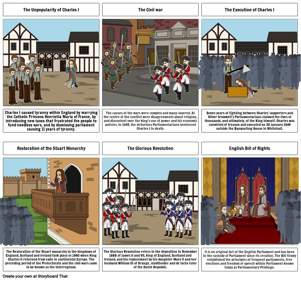 English Civil War Storyboard Cartoon History 