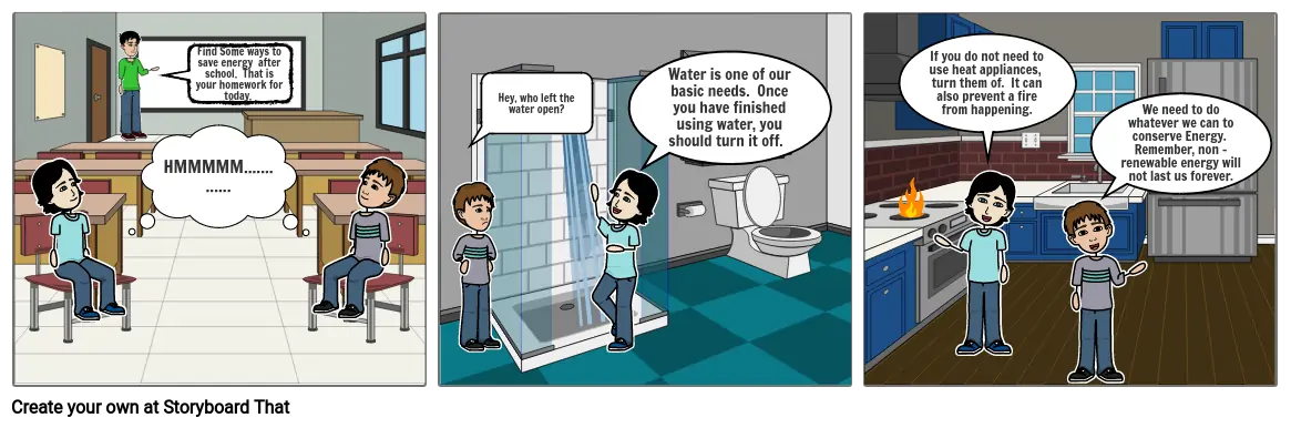 Energy conservation Cartoon Comic Storyboard by 70eb8320