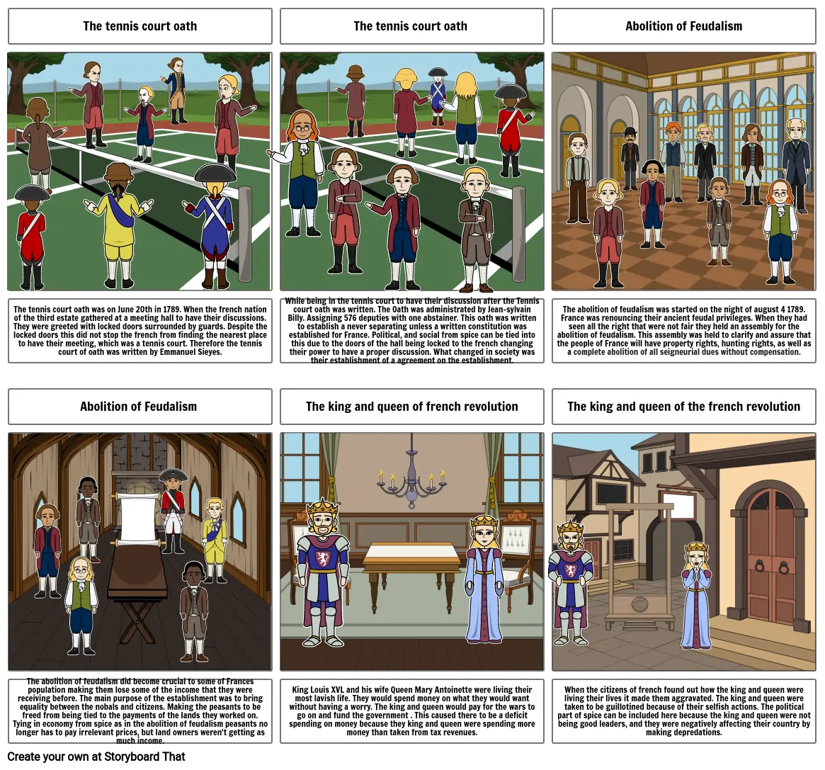 french revolution story board