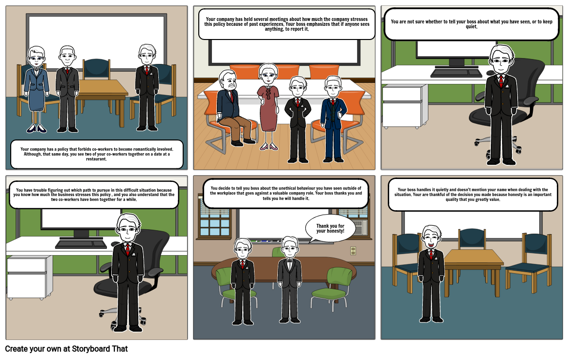 Ethical Issues in the Workplace Comic Strip Storyboard