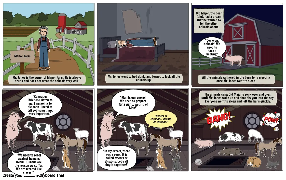 Animal Farm Chapter 1 Storyboard by 71cf4f69
