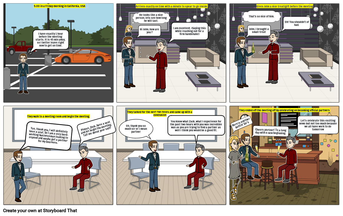 Do's for a business meeting in the USA Storyboard