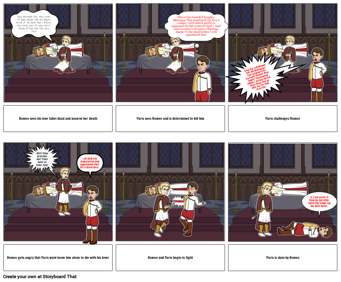 Romeo And Juliet Comic Strip Storyboard By 73fd5c5d 