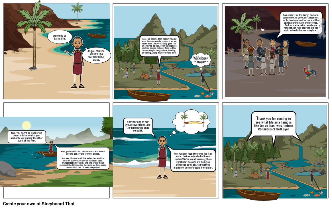 Storyboard of Taino Life