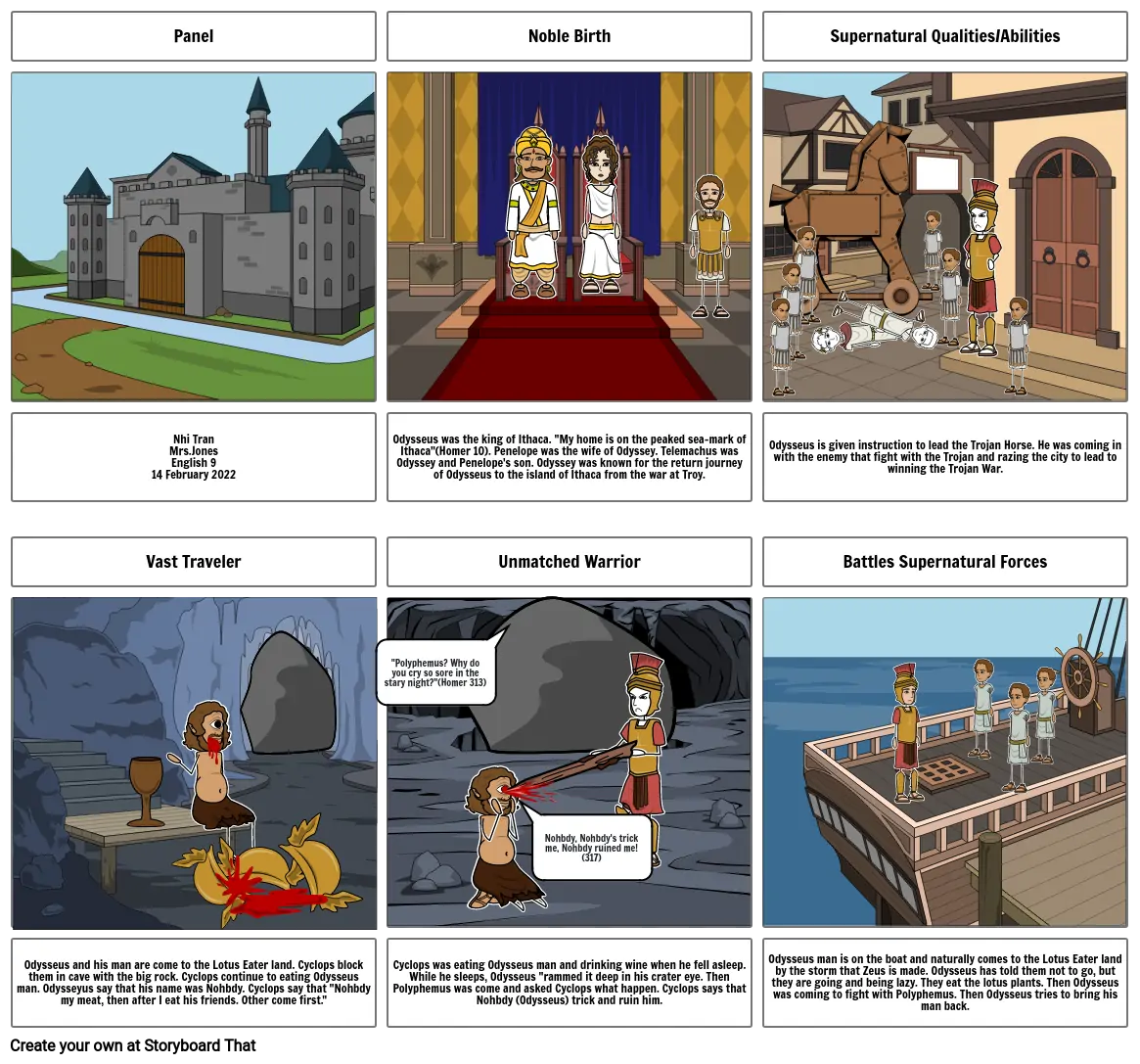 Epic Hero Storyboard-The Odyssey Book 9