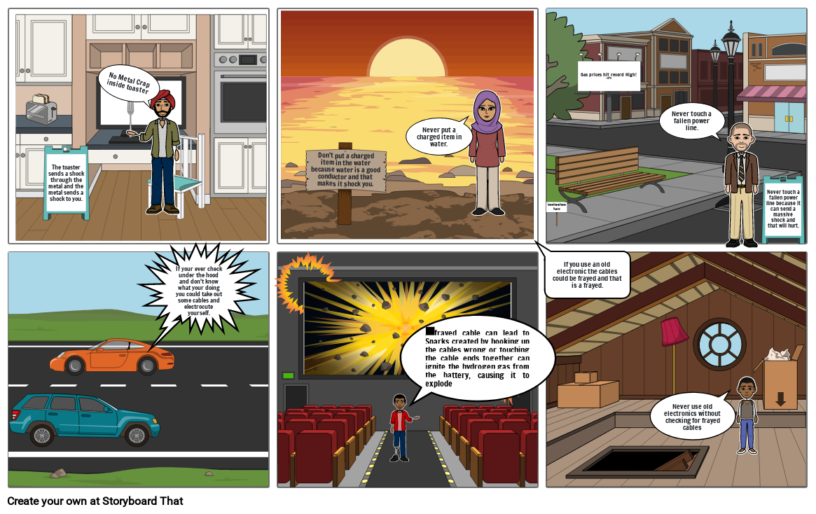 Electricity safety Storyboard by 75fe6bae