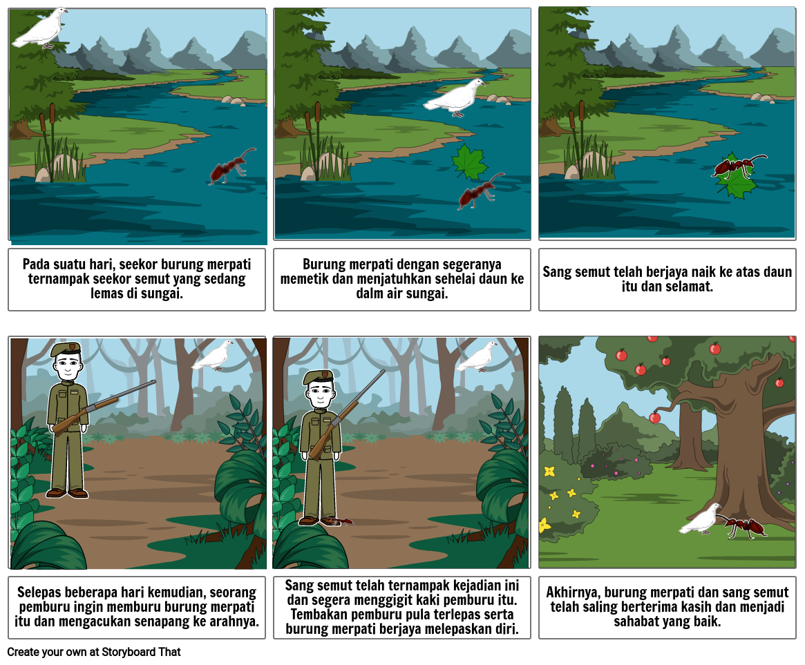 STORYBOARD : SEMUT DAN BURUNG MERPATI