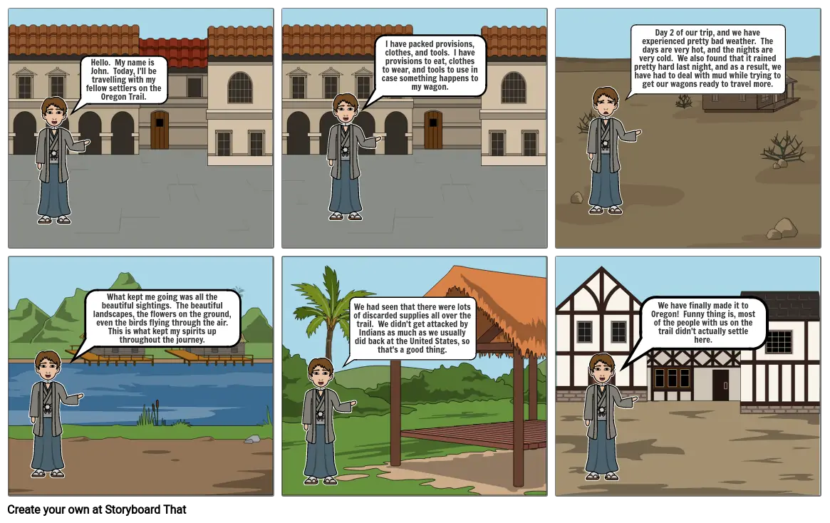 Chapter 12 Section 1 Oregon Trail Comic Strip Project