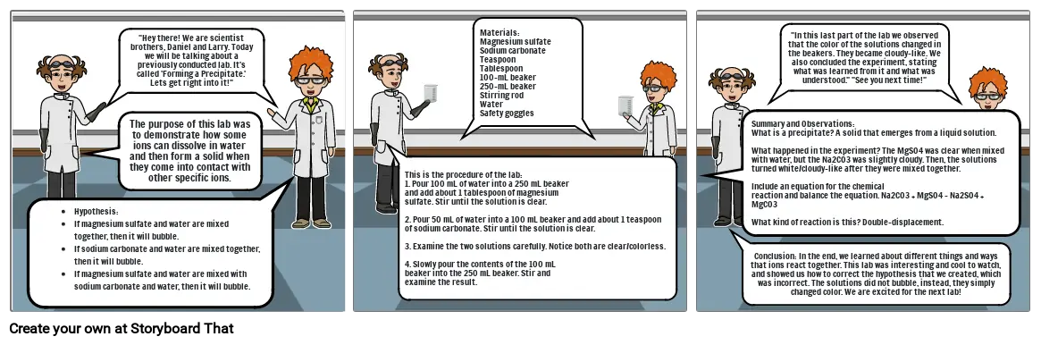 Experiment 9.2:  Forming a Precipitate