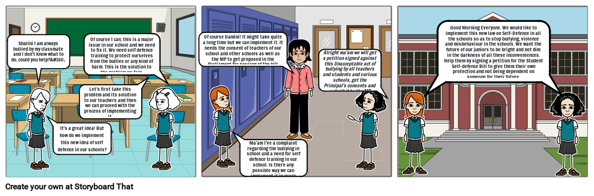 STORYBOARD ON NEED FOR SELF DEFENCE IN SCHOOLS