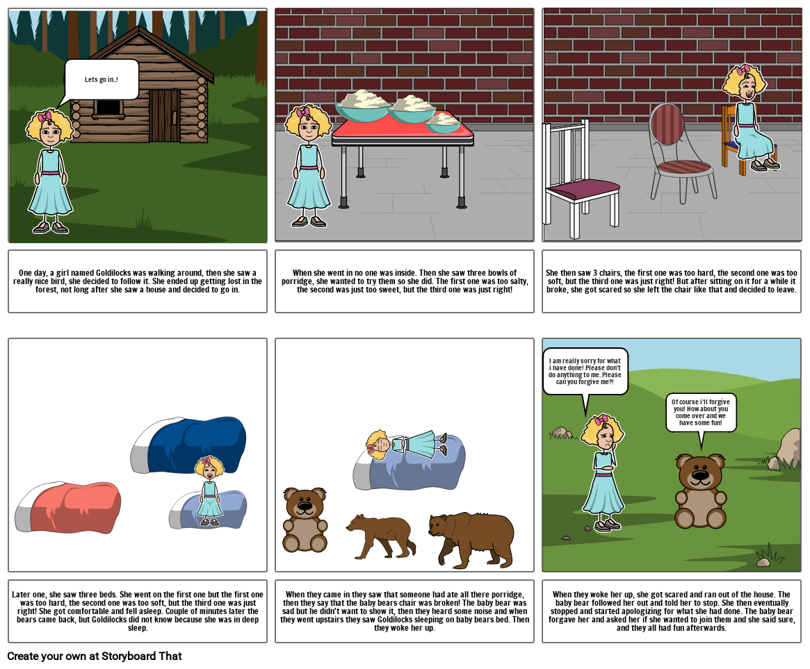 Goldilocks And The Three Bears Storyboard By 7b340496