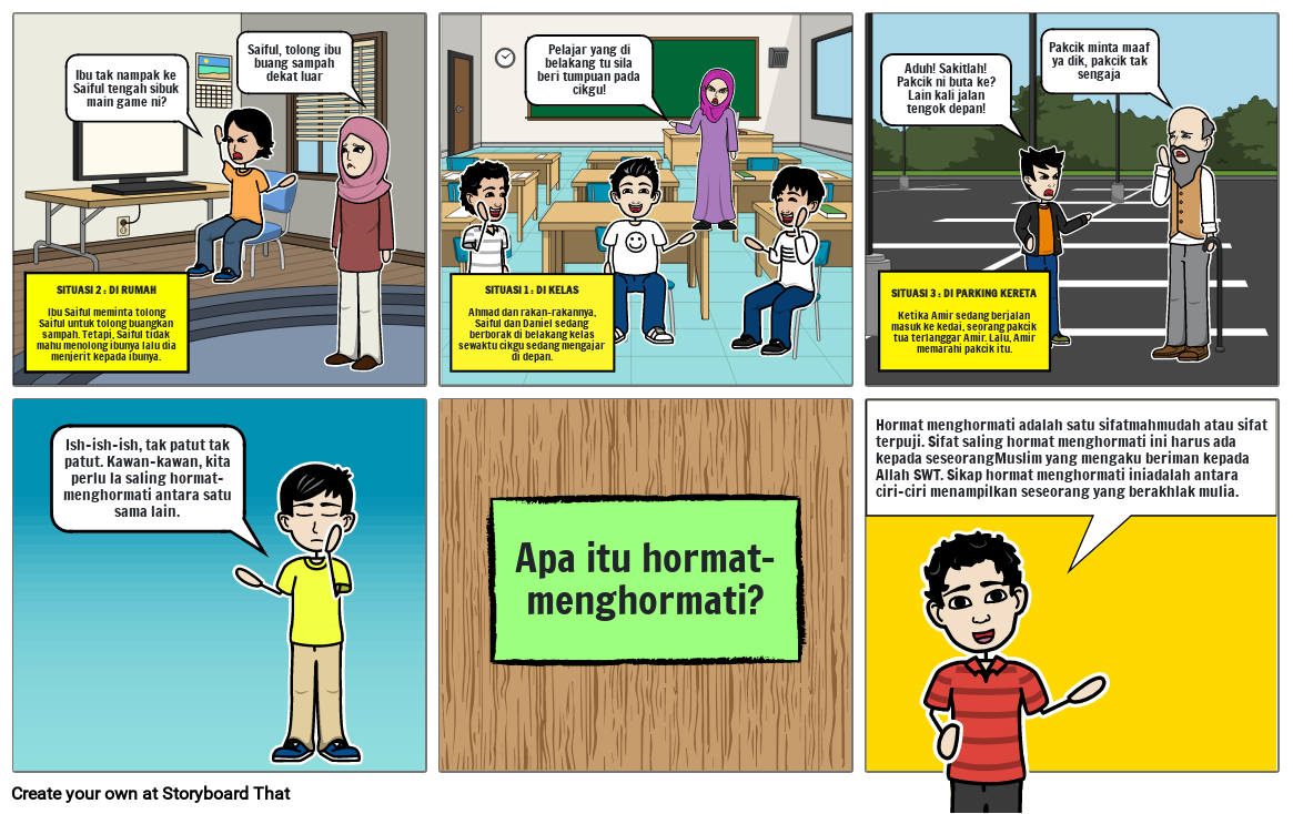 STORYBOARD VIDEO ANIMASI HORMAT MENGHORMATI