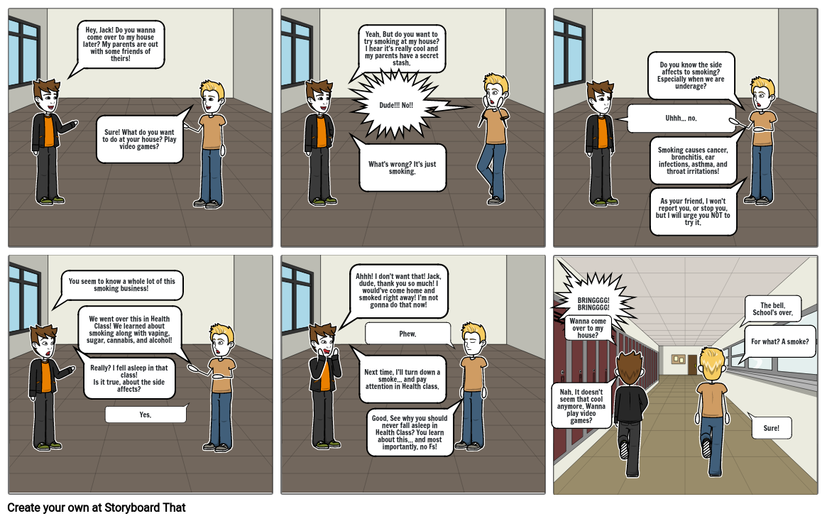 Comic Strip Health Assignment - Smoking Storyboard