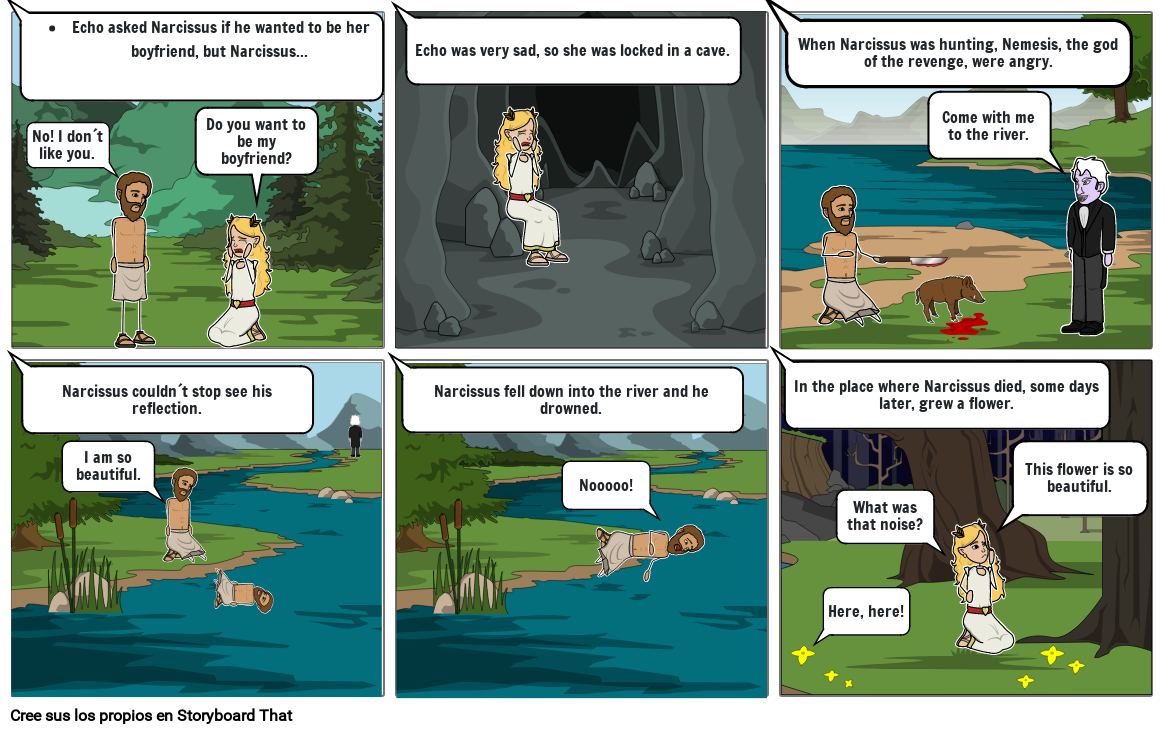 The myth of Narcissus and Echo Storyboard by 7c03877f