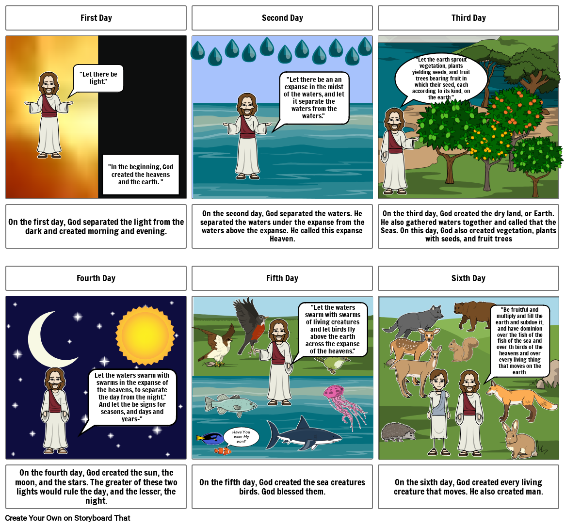 The Story of Creation - Genesis 1 Storyboard by 7cdc6e52