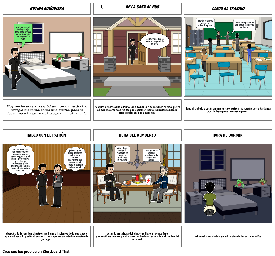 guion sobre mi dia laboral Storyboard by 7e6aff33