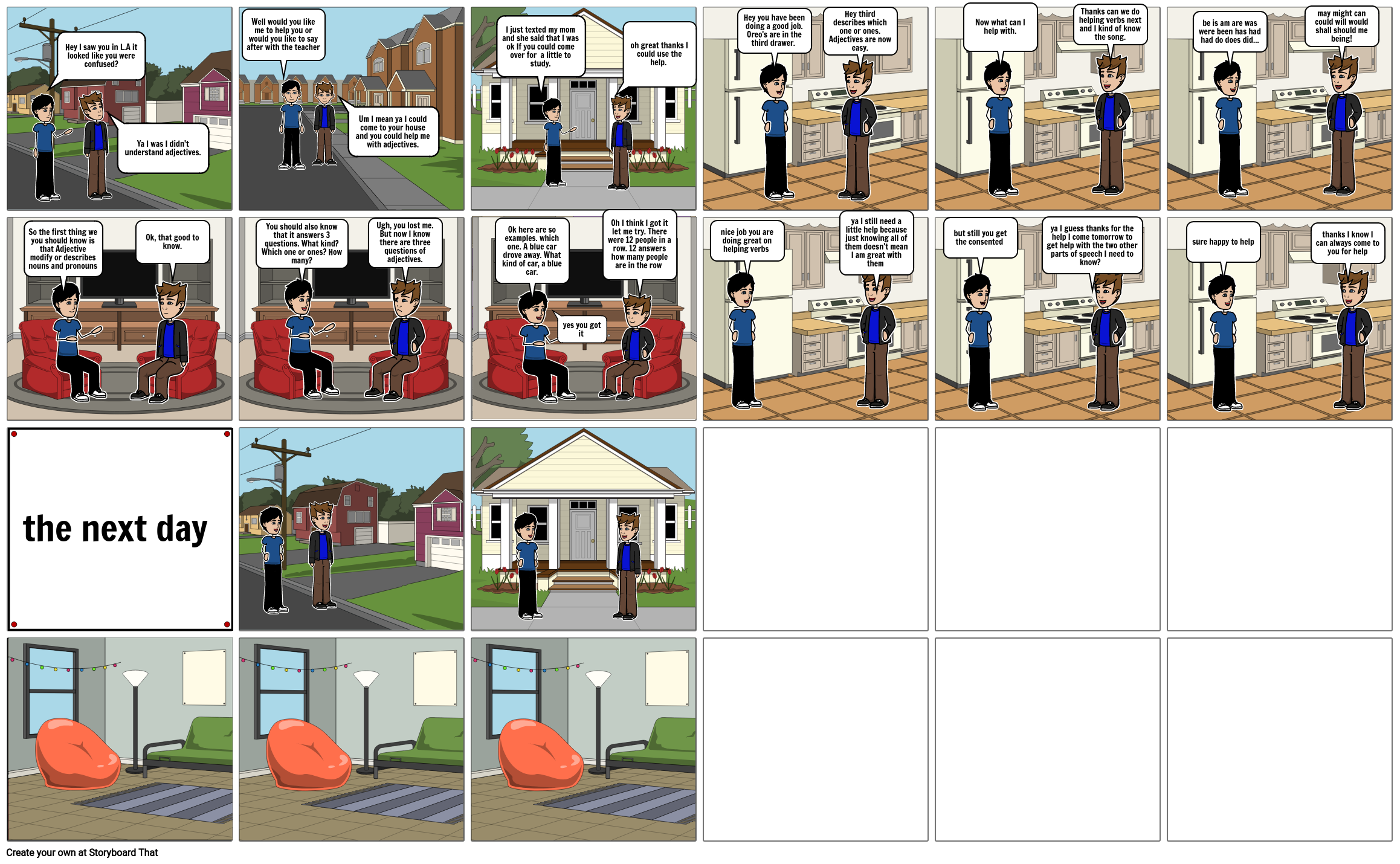 all parts of speech assignment adjectives Storyboard