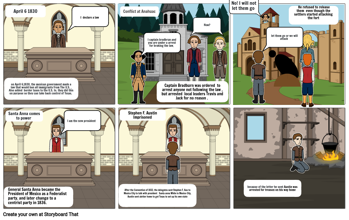 Cause of the texas Revolution Storyboard by 7ec86223