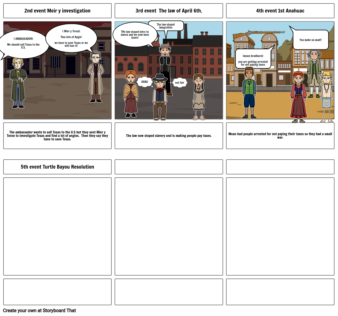 causes of the Texas Revolution Storyboard by 7f546e2a