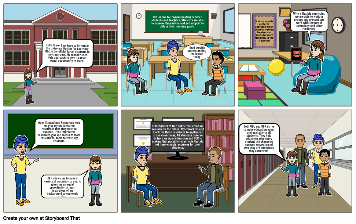 UDL and OER in a classroom Storyboard by 7fa266e7