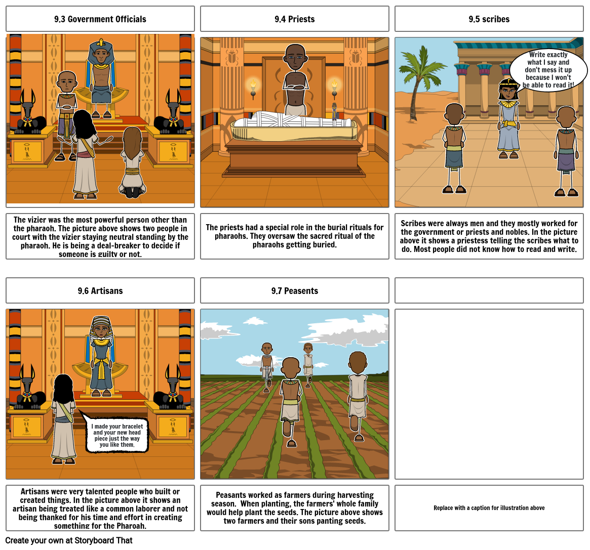 Daily Life In Ancient Egypt Storyboard By 8124498d